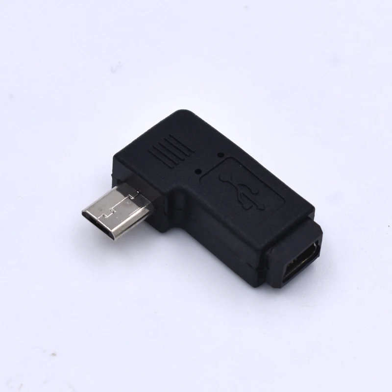 2 шт./лот 90 градусов левый/правый угловой Micro USB штекер мини 5pin Женский адаптер