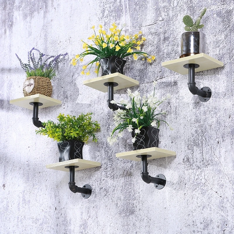 

Flower Rack Wall Hanging Multi-storey Writing On The Blackboard Frame Water Pipe A Living Room One Word Shelf Flowerpot Frame