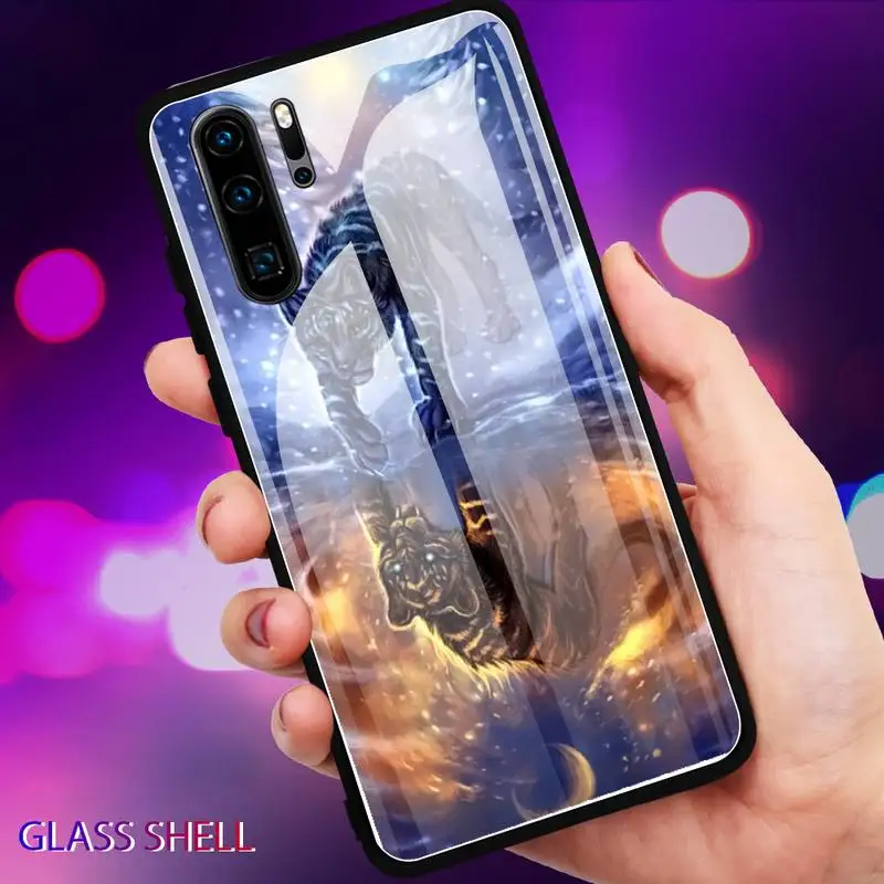 

Alpha Wolf Phone Case For Huawei P9 10Plus 20PRO P30 Lite Back Cover Tempered Glass Cases For NOVA 3E Series