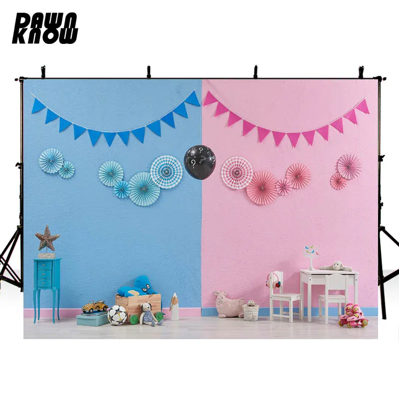 DAWNKNOW Синий Розовый стены флаг фон для фотосъемки с изображением близнецов на