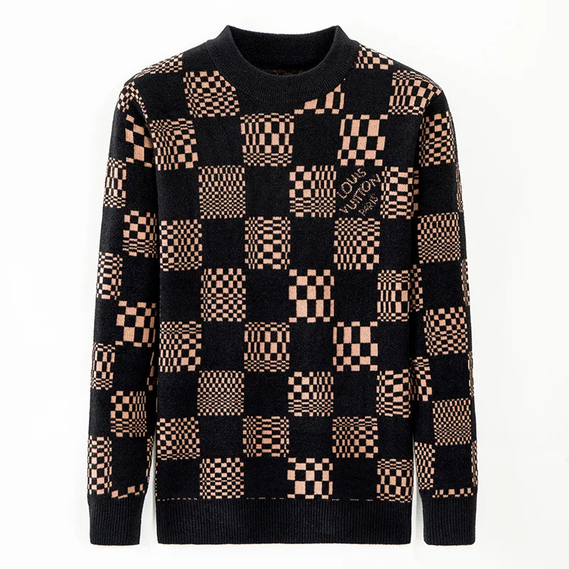 Свитер мужской утепленный с круглым вырезом и длинным рукавом | Мужская одежда