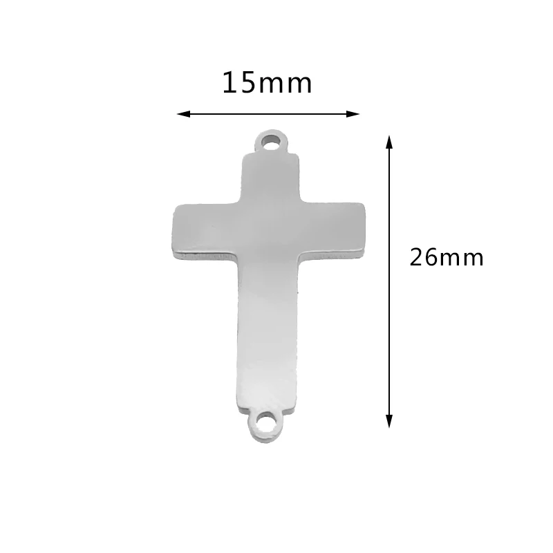 5 шт./лот полировка нержавеющая сталь изгиб двойное отверстие крест кулон