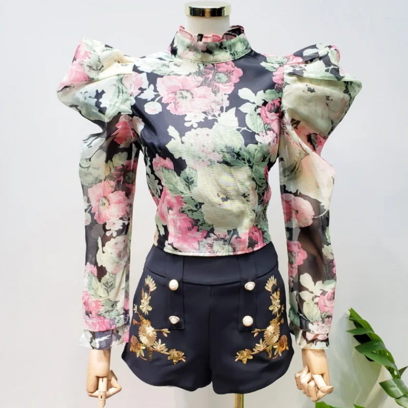 2021 сезон: весна-лето для женщин в винтажном стиле с Цветочный принт буффами на