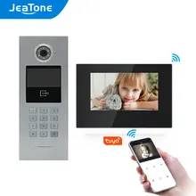 JeaTone 7Inch WiFi IP Touch Screen Video Intercom For Large Building Access Control System Password/RFID Card/APP Remote Unlock