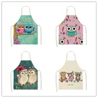 Фартук мужской из хлопка и льна с рисунком совы