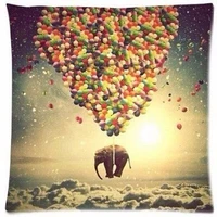 funny flying elephant colorful ballon on sky custom zippered square pillow cover pillowcase throw pillow slipunique pillow sham