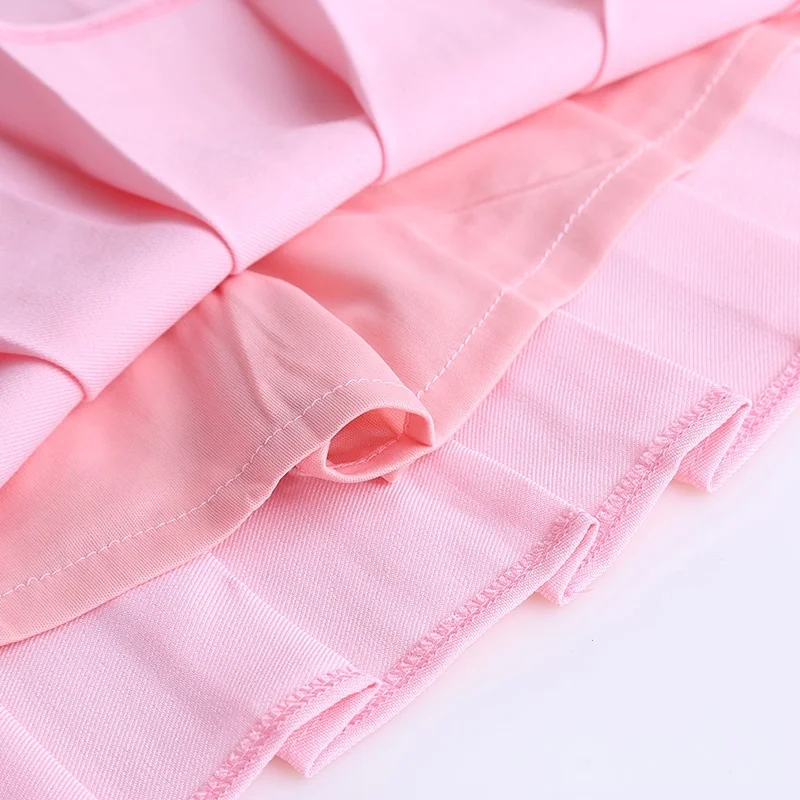 

Girls A Lattice Short Dress High Waist Pleated Tennis Skirt Uniform with Inner Shorts Underpants for Badminton Cheerleader