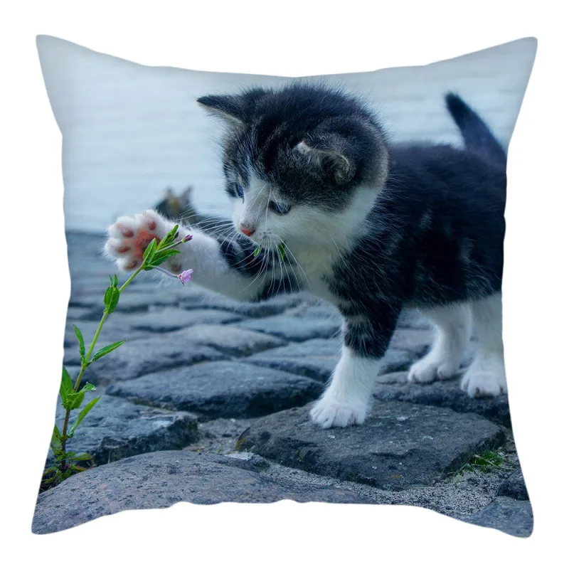 

Nanacoba Cat Dog Photo Cushion Cover Animal Short Plush Pillow Cover for Home Decor Giraffe Sofa Waist 45x45cm Pillowcases