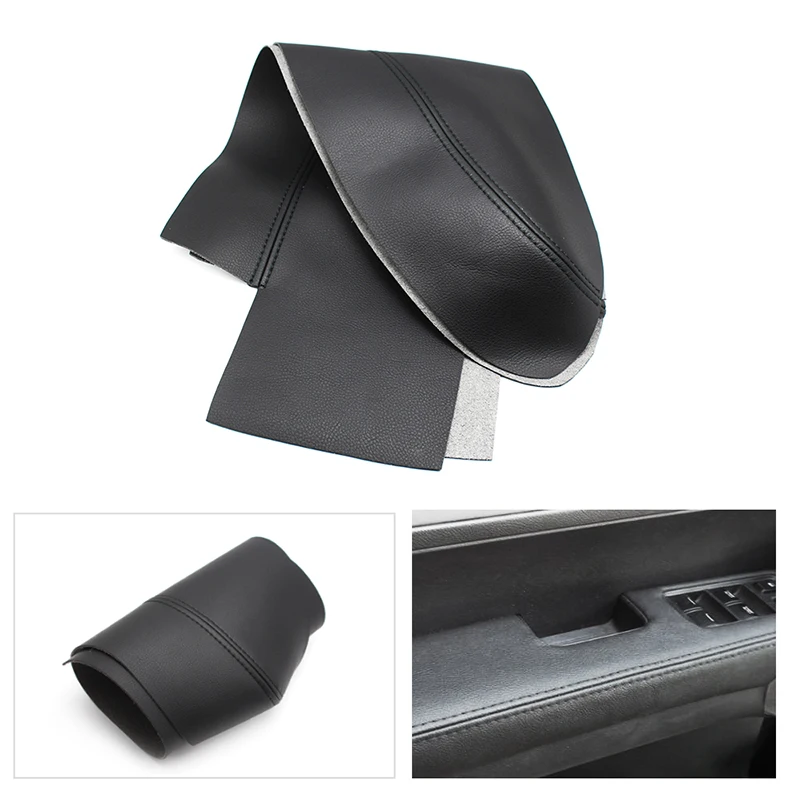 2pcs Black Leather Front Door Armrest Cover For Honda CRV 2007 2008 2009 2010 2011 Car Door Armrest Panel Skin Cover Trim