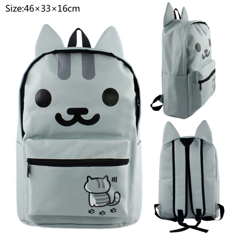 Новинка Лидер продаж аниме Неко Atsume рюкзак из парусины кошка на заднем дворе