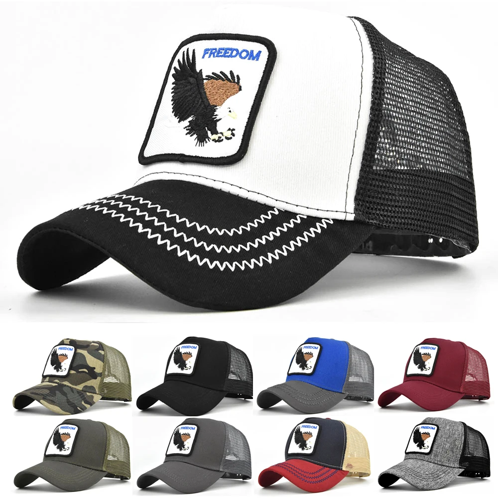 

Baseball Caps Hip Hop Dad Hat Summer Breathable Letter FREEDOM Embroidery Eagle Snapback Mesh Men Women Sun Gorras Unisex Bone