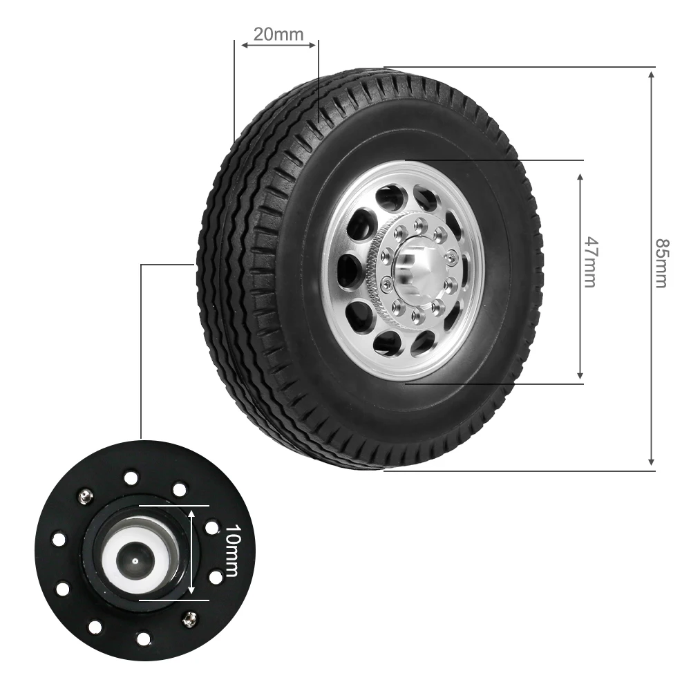 Для 1/14 Tamiya тягач RC альпинист прицеп 2 шт прицеп передние/задние колеса с 10 спицами ступицы из алюминиевого сплава