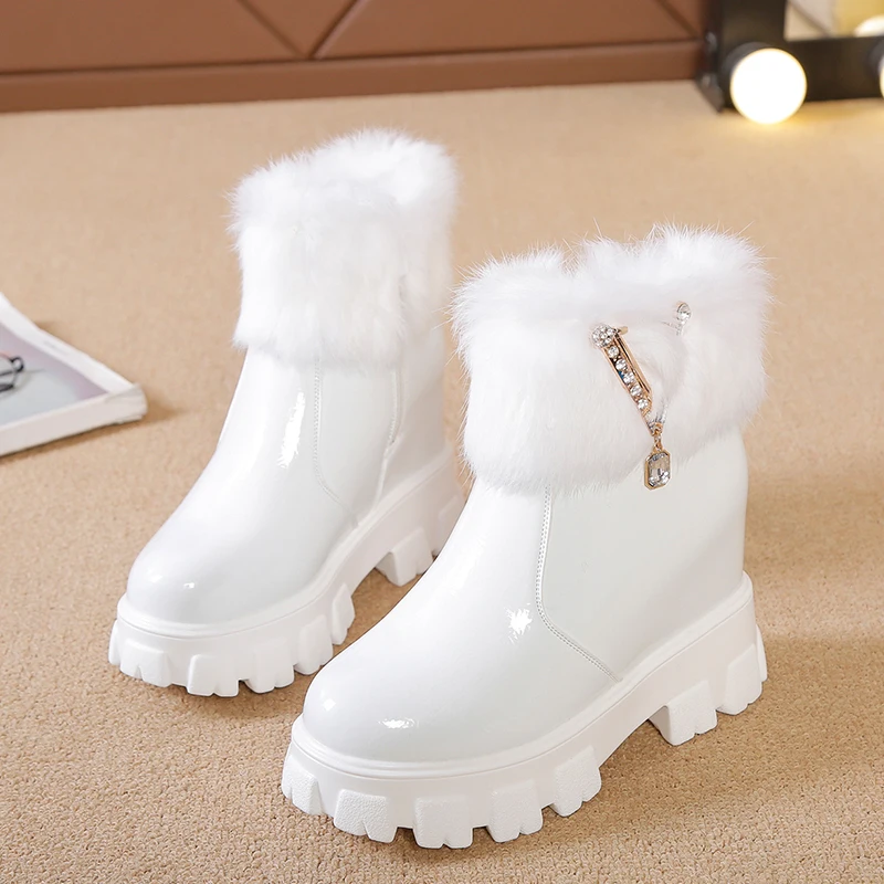 

Kjstyrka 2020 Women Snow Boots Vintage Genuine Leather Natural Wool Fur Winter Warm Ankle Boots For Women Flat Mother Shoes