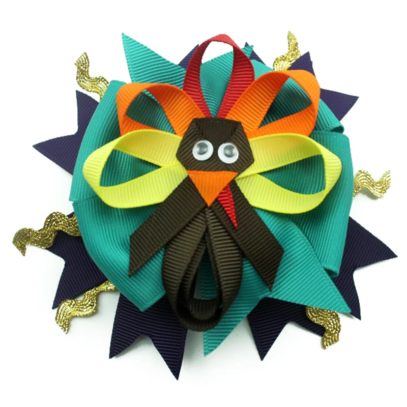 6 P 5 дюймов День благодарения бант из перьев для волос подарки девушек и женщин