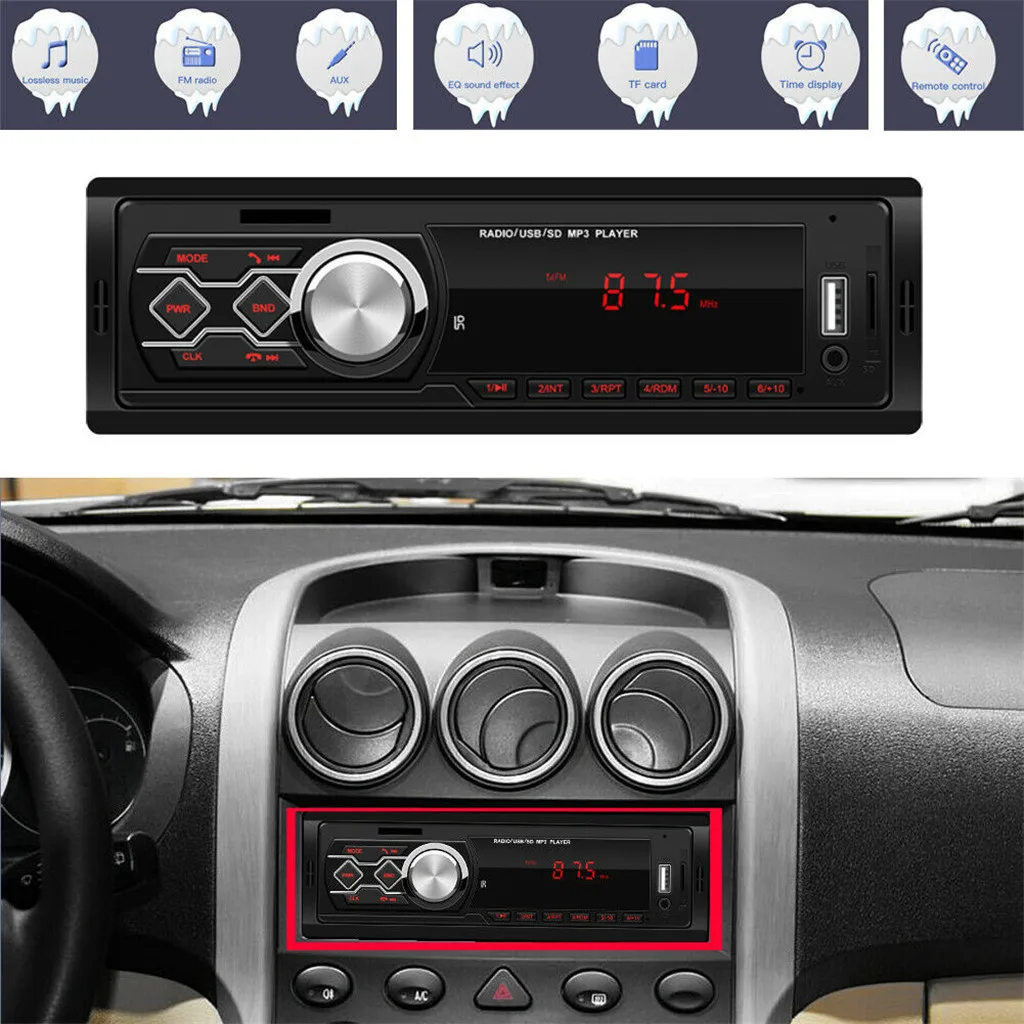 магнитола автомагнитола 1 DIN автомобильный Радио Bluetooth MP3 плеер 12 в FM AUX TF карта USB