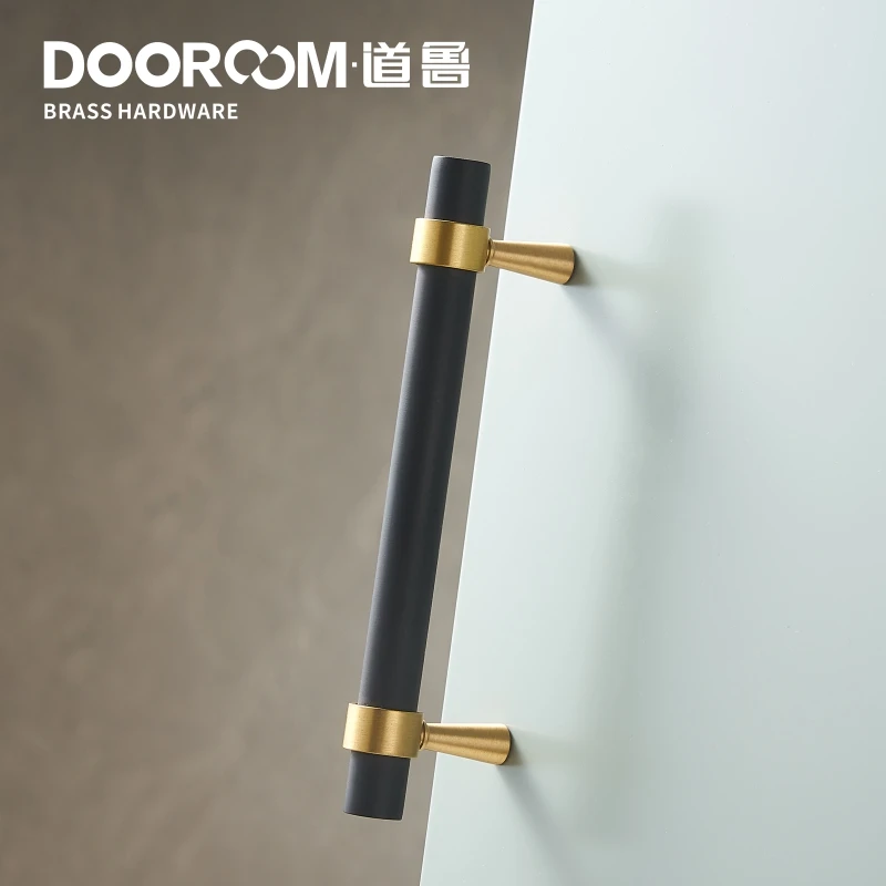Dooroom латунная фурнитура ручки Т-бар свет роскошный модный черный золотой шкаф комод для шкафов, ящиков тянет