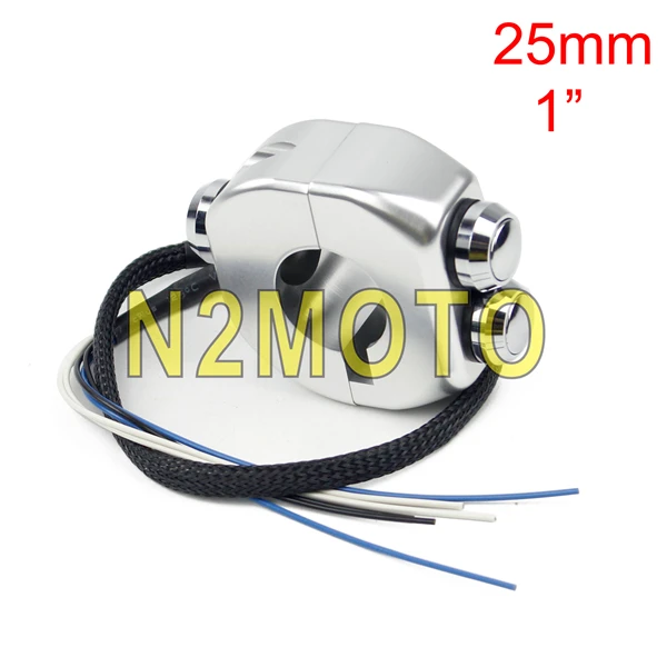 25mm silver chrome 14 цветов " 7/8" Руль M-коробкой многопозиционного переключателя 22/25 мм рукоятка переключатели Управление для Harley Bobber Chopper Cafe Racer - Цвет: 25mm silver chrome