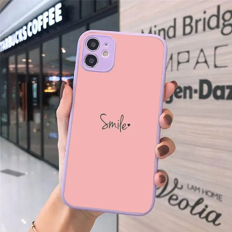

love heart pink cute Phone Case Matte transparent For Purple iPhone 12 Mini 11 Pro XR XS Max 7 8 Plus X Back Cover