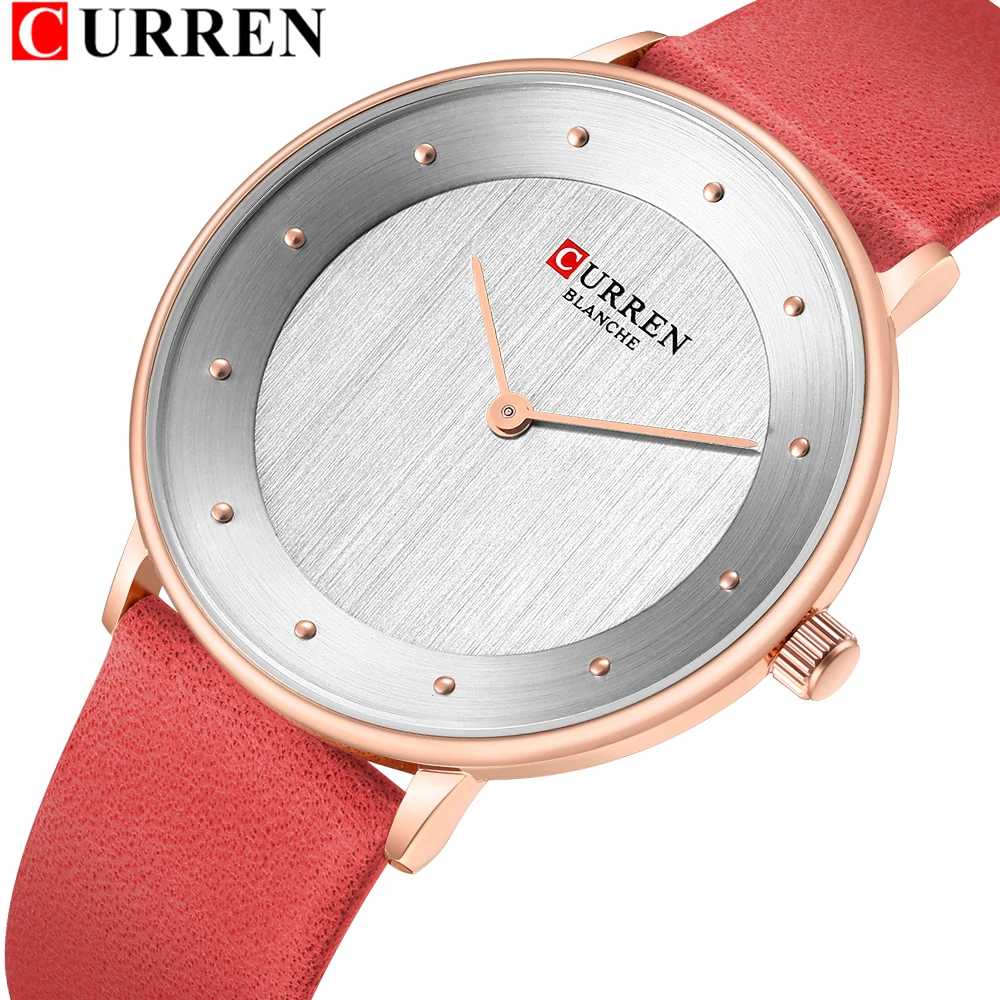 

CURREN 9033 Red Watches For Women Ladies Dress Quartz Genuine Leather Wrist Watch Simple Classic Female Clock bayan kol saati