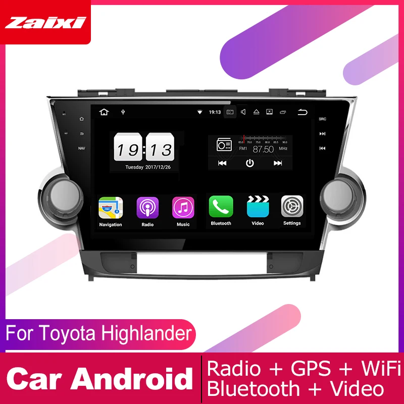 ZaiXi для Toyota Highlander XU40 2007 ~ 2013 Автомобильная Мультимедийная система Android 2 DIN