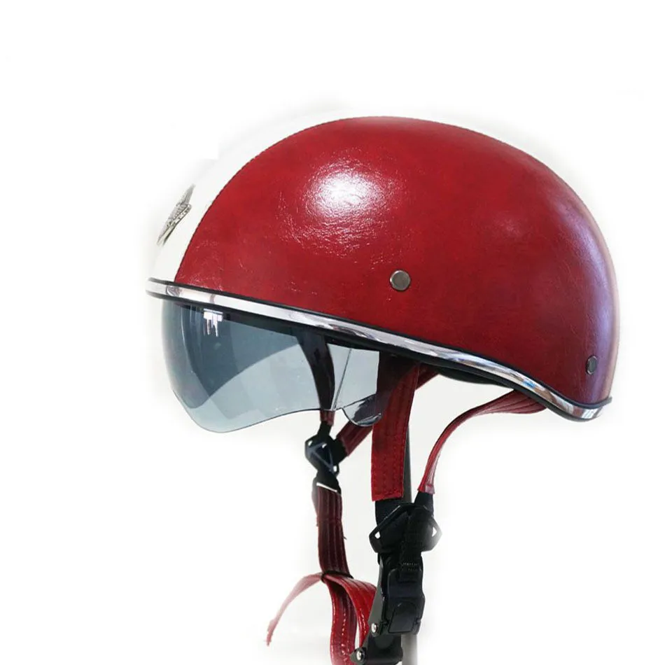 Мотоциклетный полушлем KCO из искусственной кожи винтажный Женский шлем для