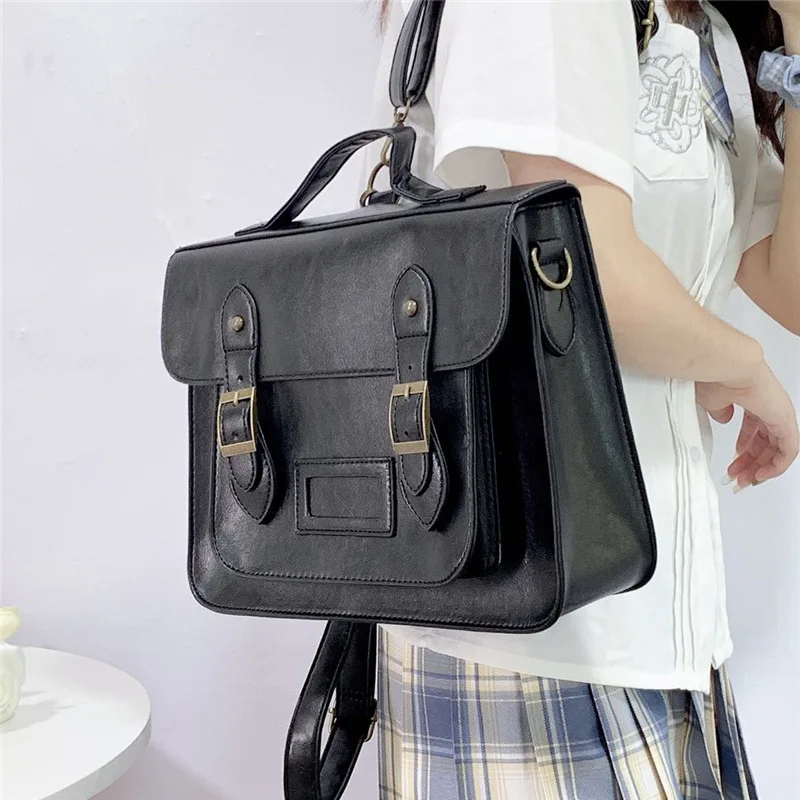 

Женский вместительный школьный ранец из ПУ кожи, квадратная сумка-тоут на плечо для студентов, портфель для кампуса, 2021