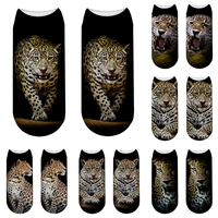 new low ankle socks 3d printed animal leopard pattern cotton socks sports cycling elastic socks happy socks for female dropship