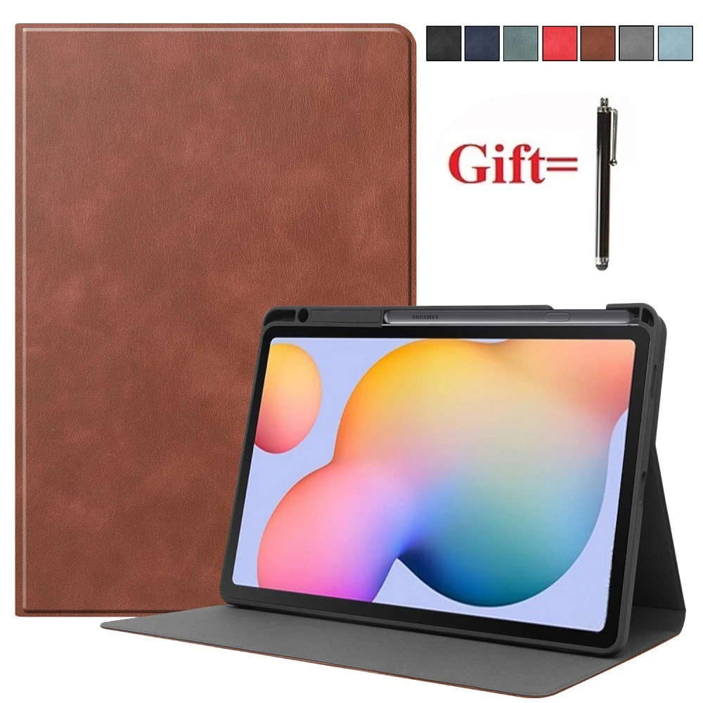 

Защитный чехол-книжка для Samsung Galaxy Tab S6 Lite, 10,4 дюйма, 2020 дюйма, искусственная кожа SMP615, складной чехол-подставка с держателем для ручки