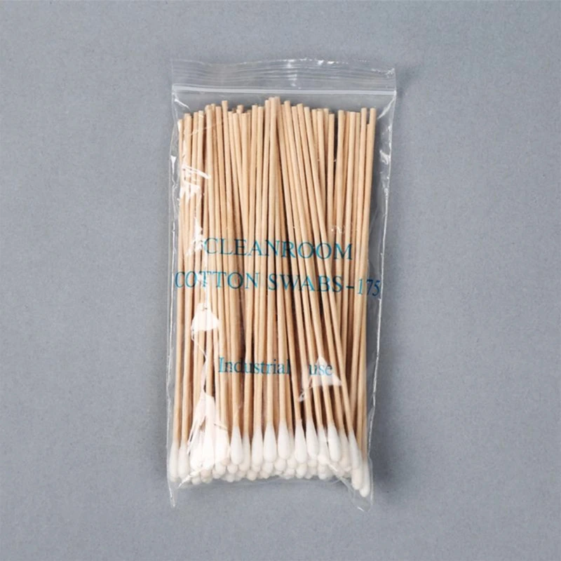 

Q1QD 100/200Pcs 6 Inch Long Wooden Handle Cotton Swabs Single-Head Cleaning Sterile Sticks Applicator for Wound Clean Oil Makeup