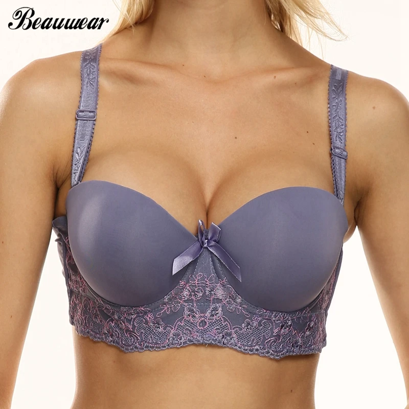 Beauwear, женский бюстгальтер, кружевной, с цветочной вышивкой, бюстгальтеры, белье, без подкладки, 1/2, чашка, на косточках, без косточек, без косточек, размера плюс, нижнее белье, 36B-42D
