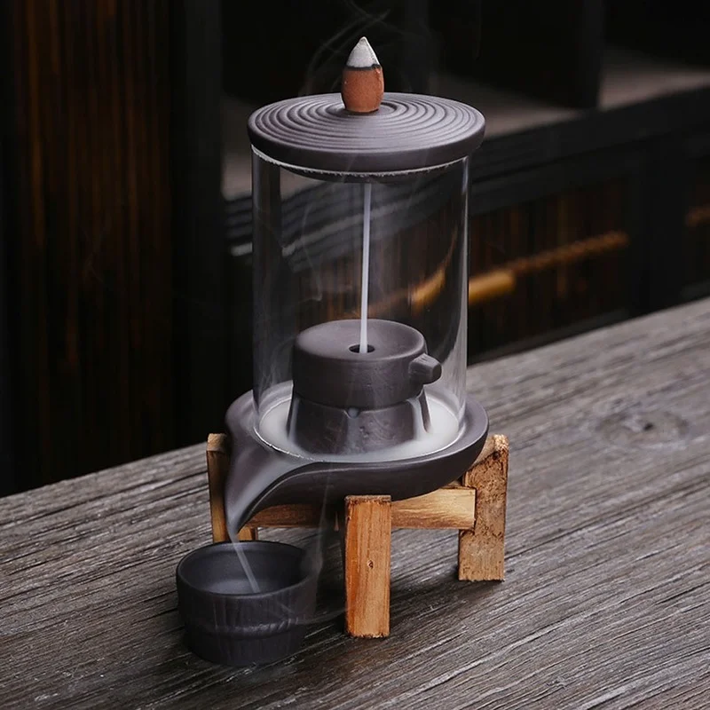 Керамическая курильница ручной работы с водопадом для благовоний декор гостиной