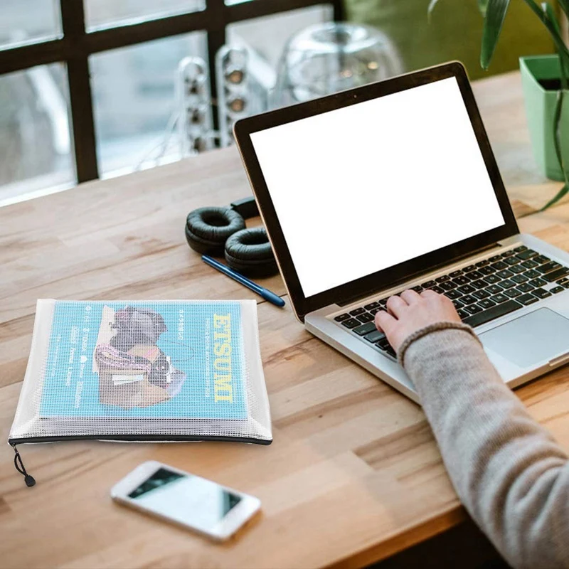 

18 Pack Mesh Zipper Pouch Document Bag 4A Waterproof Document Pouch for School Office Supplies, Cross Stitch Organizing Storage