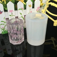 diy crystal epoxy octagonal pen holder resin silicone mold making mirror dried flower decoration pen tool container decoration