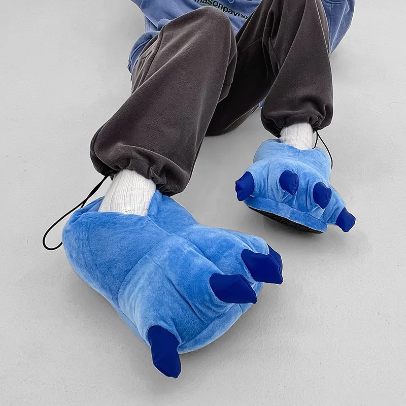 

New Winter Home Soft Slippers Men Women Animal Paw Funny House Slippers Man Couple Shoes Dinosaur Claw Plush Men's Slippers