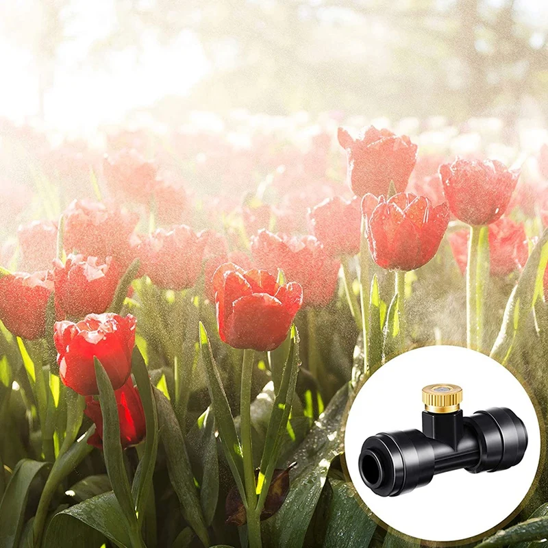 

Misting Nozzles Kit Include Water Misting Nozzle Tees Thread 1/4 Inch and Brass Orifice Nozzle with Black Plug