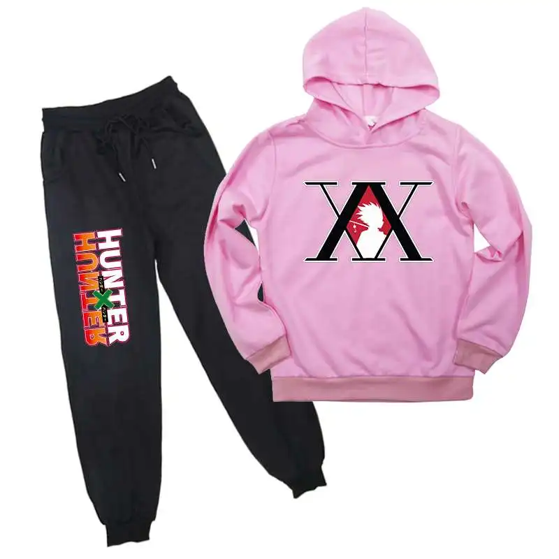 

2021 new Hunter X Hoodies Pants Suit for Teens Girls Boys Children Cartoon Anime Sweatshirt Suit Kids Autumn Winter sweatshirt