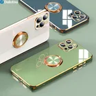 Чехол для iPhone X, XS Max, XR, 7, 8 Plus, 12 Mini, 11 Pro Max, SE 2020, с металлическим кольцом-подставкой