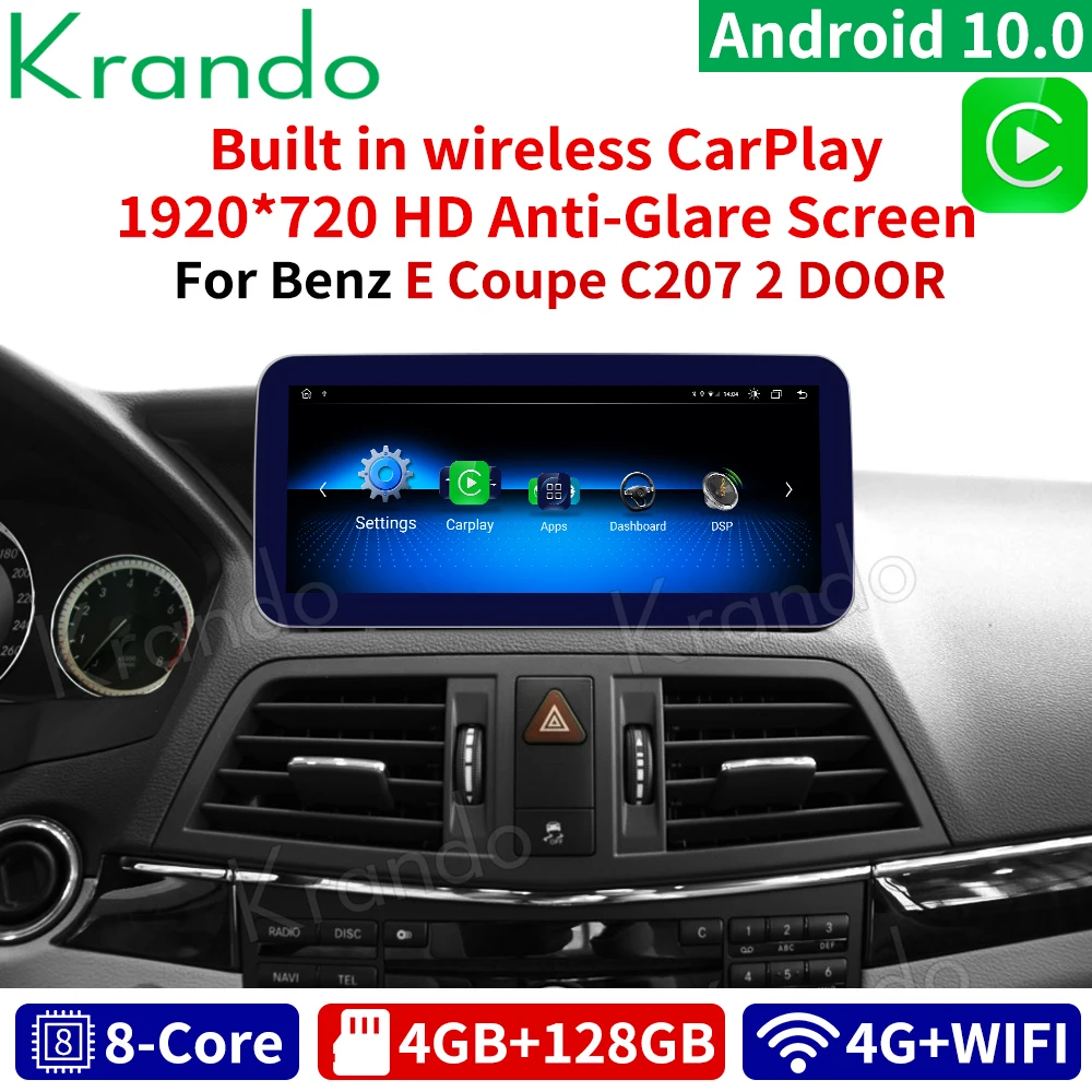 Krando Android 10 4 + 128GB Автомобильный радиоприемник с навигацией GPS мультимедийный плеер
