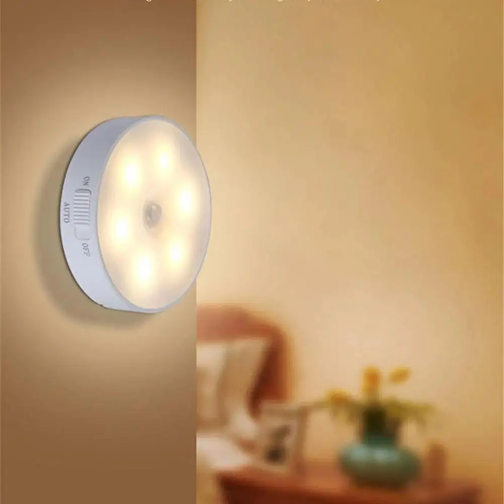 

LED Motion Sensor Light Night Light USB Rechargeable Light Lamp Bedroom Energy-saving Sensor Induction Wireless Cabinet Bod D4Q0