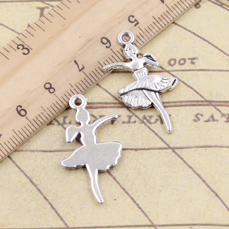 

10pcs Charms ballet dancer girl 16x32mm Tibetan Silver Color Pendants Antique Jewelry Making DIY Handmade Craft