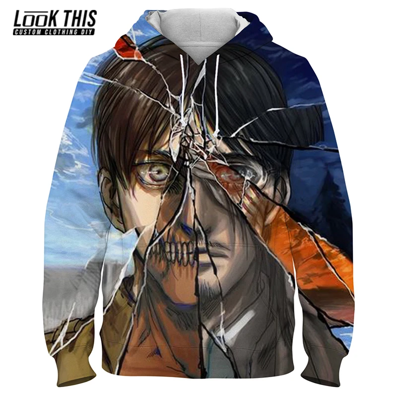 

Attack on Titan 3D Hot Anime Men's Oversized Hoodie Pullover Outerwear Boy Man Hiphop Hoodies Autumn 2021 Long Sleeve Sweatshirt