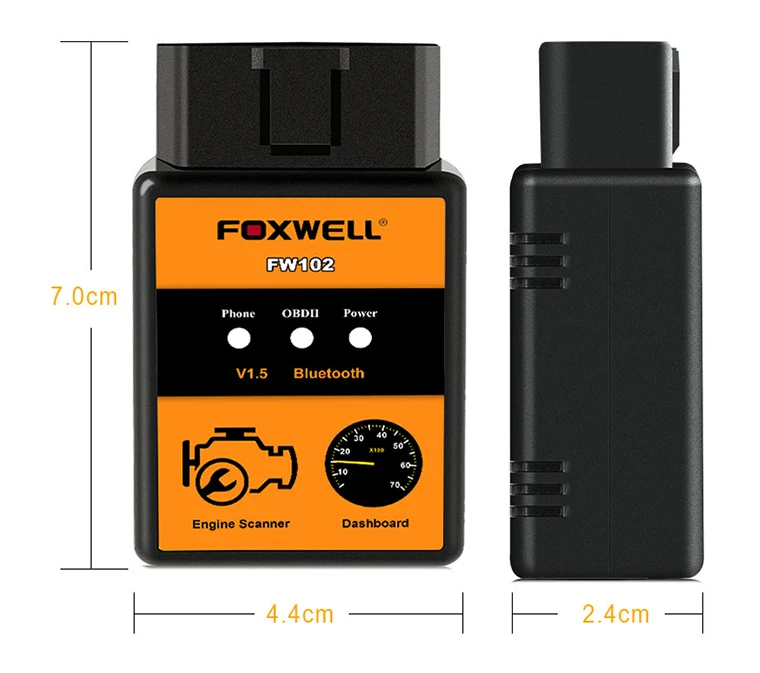 Автомобильный считыватель кодов Сканер FOXWELL FW102 V1.5 ELM327 OBD2 Bluetooth адаптер OBDII диагностический сканирующий инструмент V 1,5 25K80
