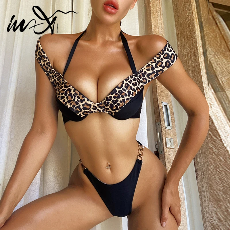 В х сексуальные стринги бикини с леопардовым принтом купальник для женщин пуш ап