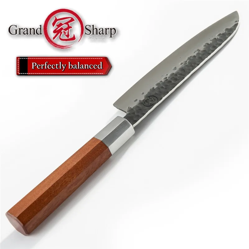 Нож сантоку Grandsharp ручной ковки шеф-повар из высокоуглеродистой стали 7 дюймов