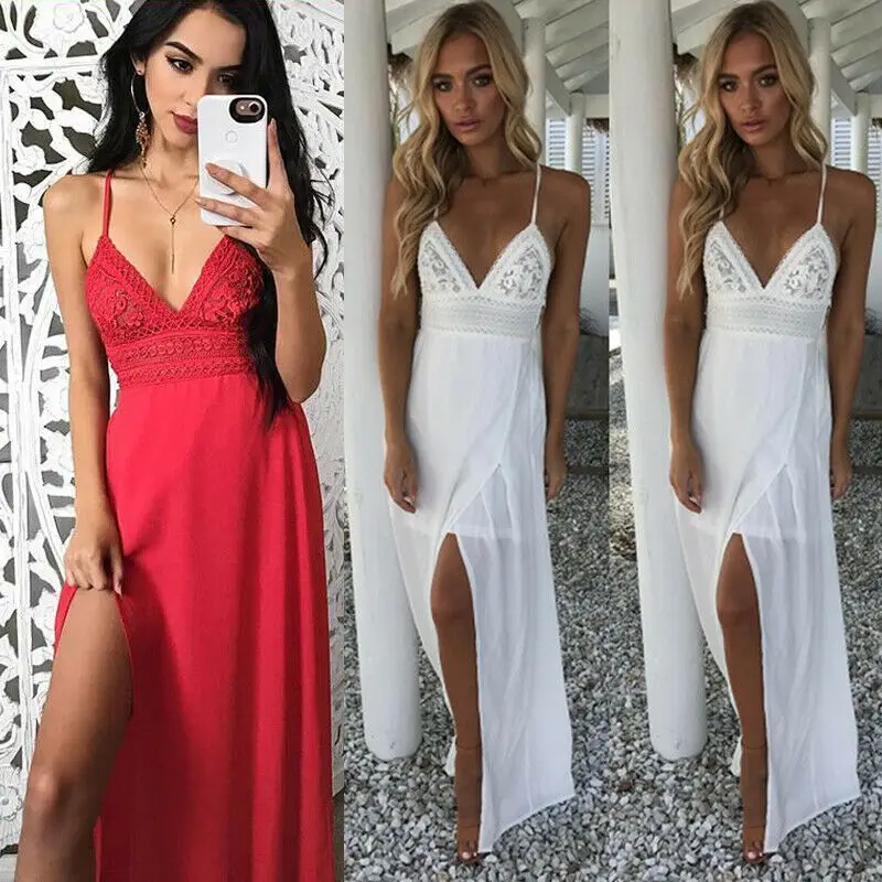 

Летнее платье женский сексуальный с бретельками кружевные белые мини платья женские пляжные с v-образным вырезом Вечерние Сарафаны