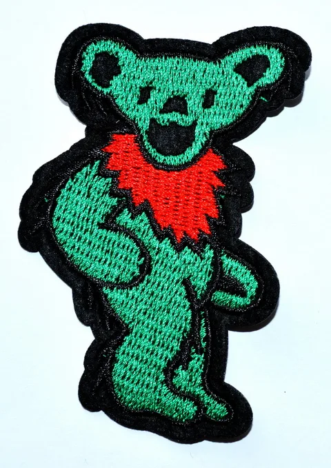 

120x Green Grateful Dead Grooving DANCING BEAR Iron On Patches, sew on patch,Appliques, Made of Cloth,100% Quality