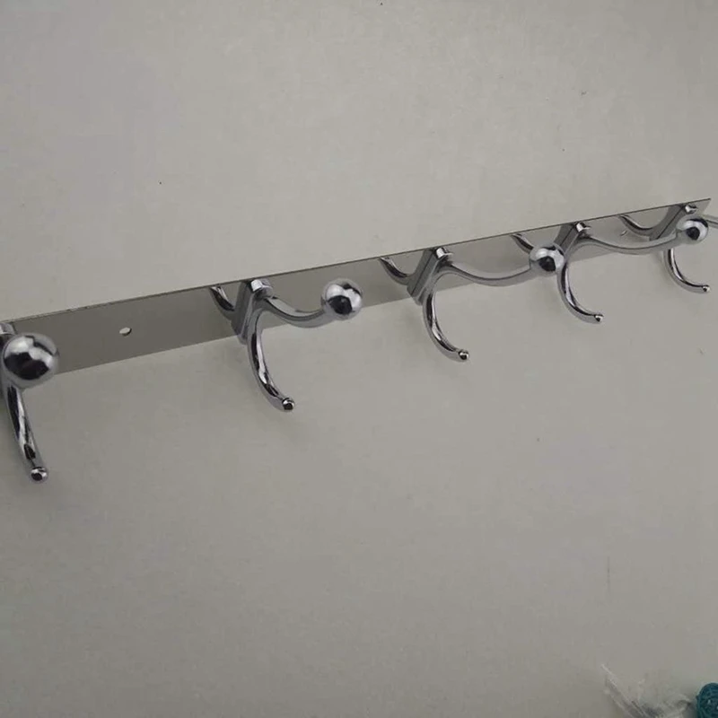 

Wall Door Bathroom Bedroom Mounted Hanger 6 Hooks Coat Hat Towel Hook Rack