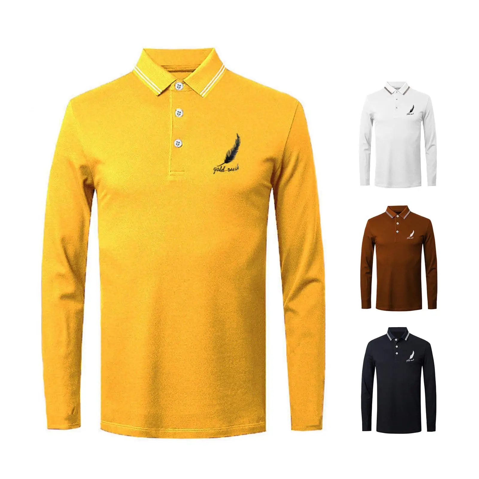 

Рубашка мужская Спортивная с отложным воротником, базовая сорочка на пуговицах, с длинным рукавом, с принтом перьев, однотонный Повседневны...