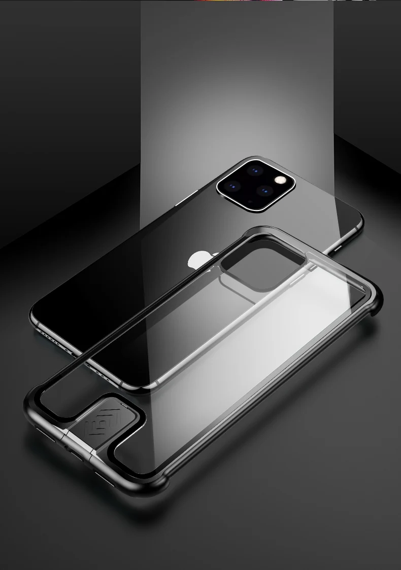 Для iPhone11 противоударный двухтактный металлический каркас задняя крышка из закаленного стекла чехол для iPhone 11pro Max чехол