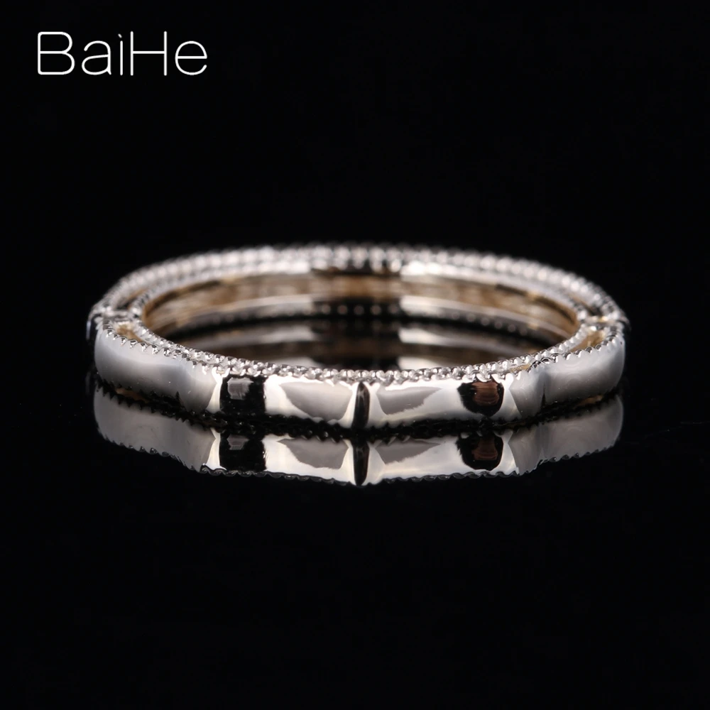 BAIHE однотонное 14K желтое золото 0.2CT H/SI круглый натуральный бриллиант свадебный